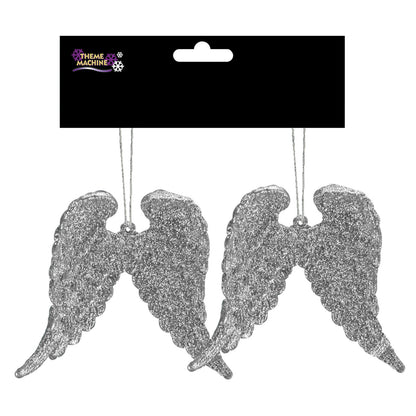 Angel Wings Christmas Silver White Glitter  Hanging Tree Decoration Spiritual