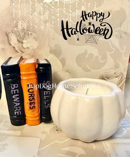 Witch Candle Halloween Pumpkin & Book of spells Scented Gift Ornament Vanilla