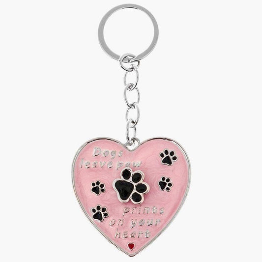 Dog paws Keyring car key Love pink Heart Metal Animal Gift charm Bag Valentines