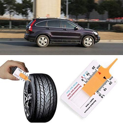 CAR TYRE DEPTH TREAD GAUGE VAN BIKE KEYRING SMALL POCKET SIZE MEASURING PORTABLE