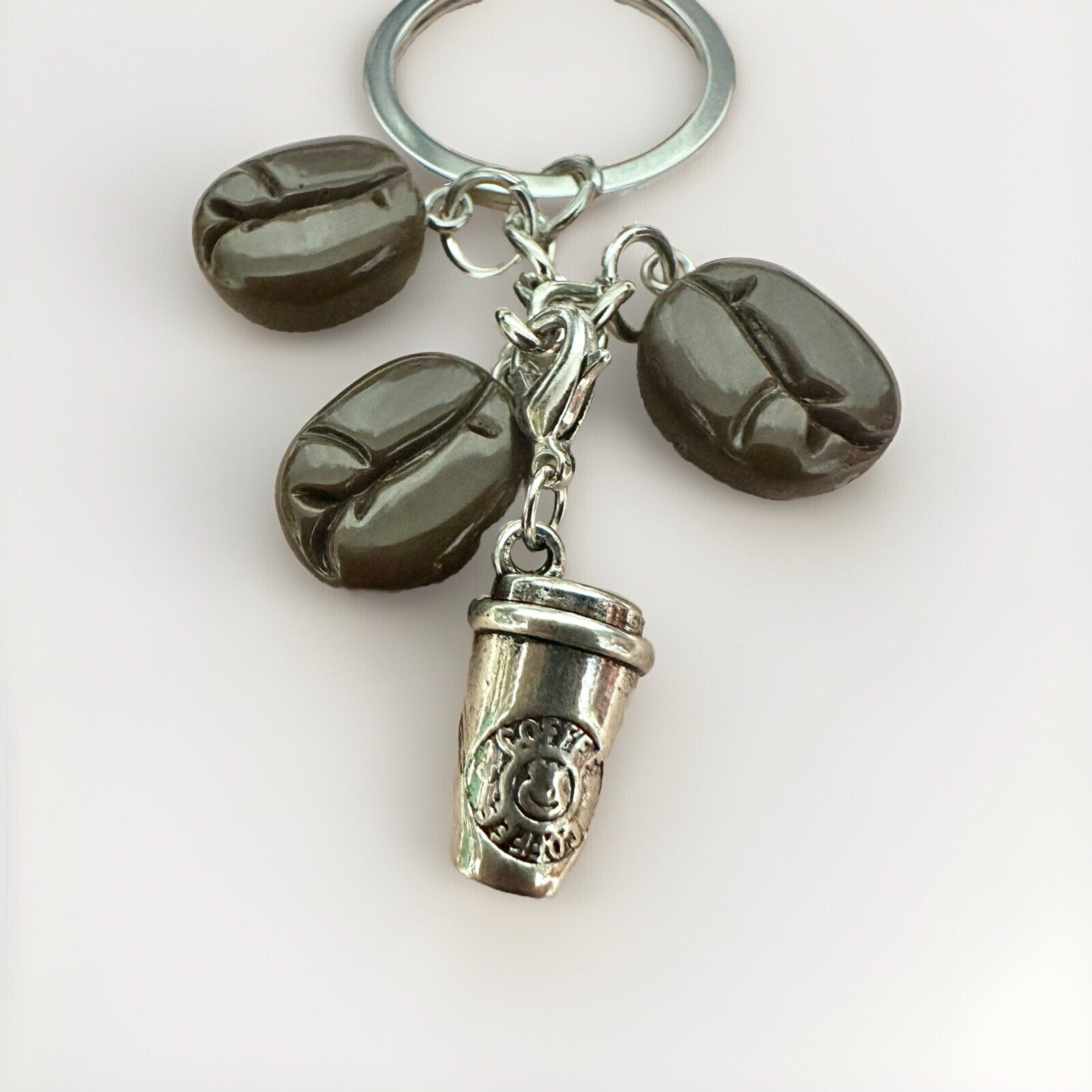Coffee Theme Keychain Coffee Cup Coffee Bean Keychain Bag Pendant Key Ring Gift