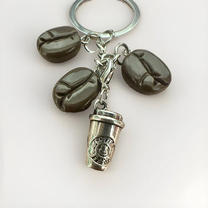 Coffee Theme Keychain Coffee Cup Coffee Bean Keychain Bag Pendant Key Ring Gift
