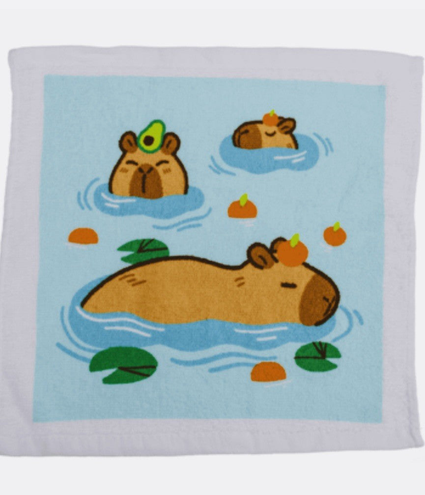 Xmas Capybara Magic Flannel Towel Kids Wash Cloth Bath Animal stocking filler