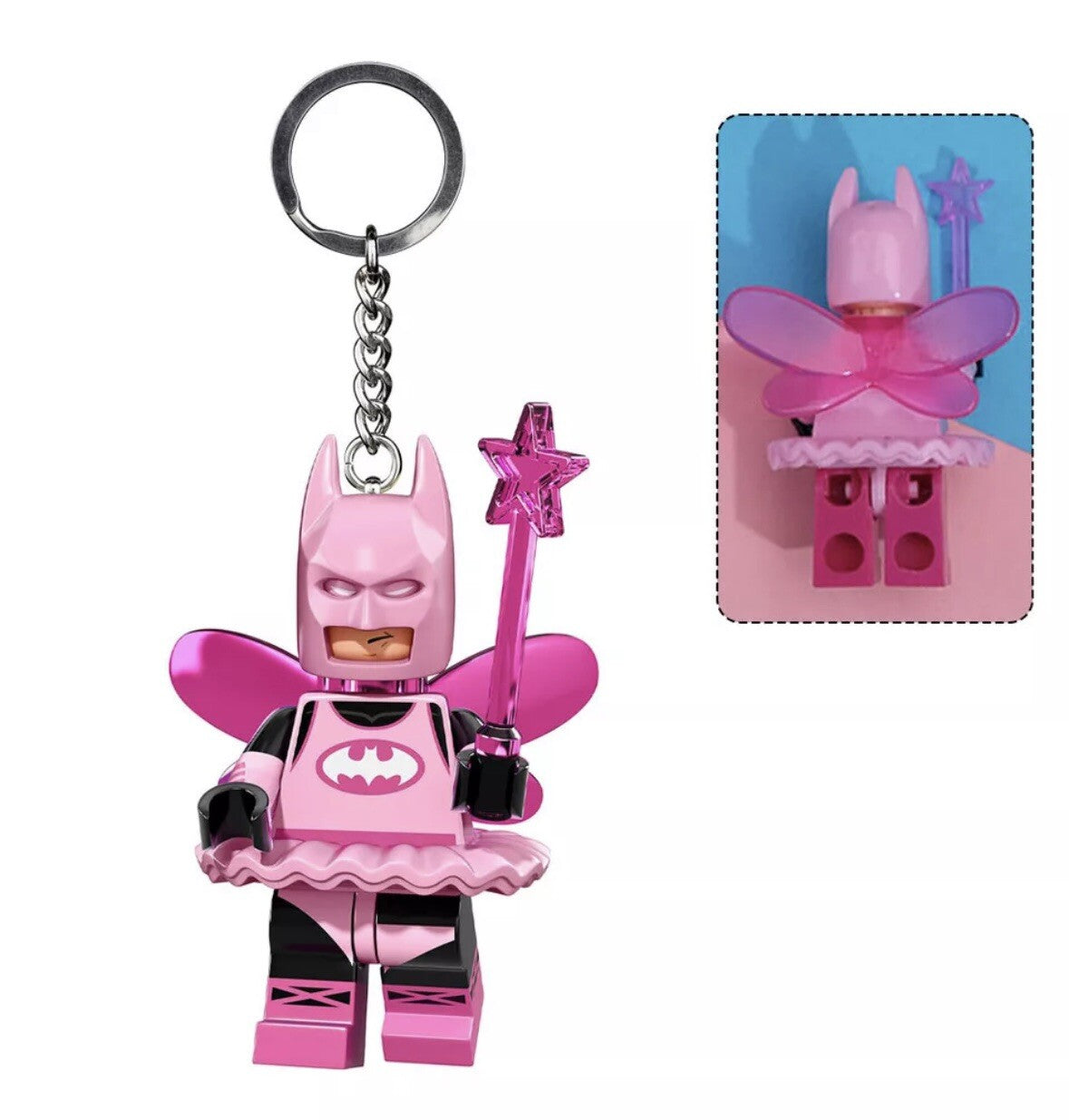 Batman Figure Keyring Couples Love Pink Batgirl Mini DC Bag Charm Gift Car Key