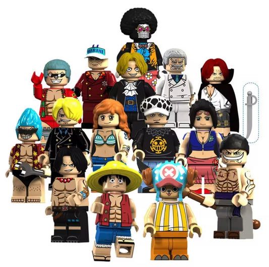 One Piece Luffy Ace Nami Sanji Broke Robin Franky 15 Pcs Minifigures Toy Brick