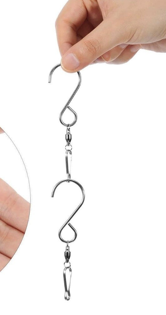 10 Swivel S Hooks Clip Hanging Windchime Suncatcher Rotating Garden Bird Steel