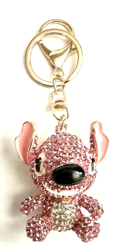 Disney Stitch Crystal Keyring Angel Cute Toy Pendant Kawaii Bling Charm Bag Gift