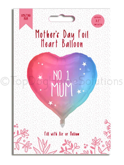 Mothers Day Mum Foil Balloon Self Inflating 18" Mom Pink White No 1 Mum helium