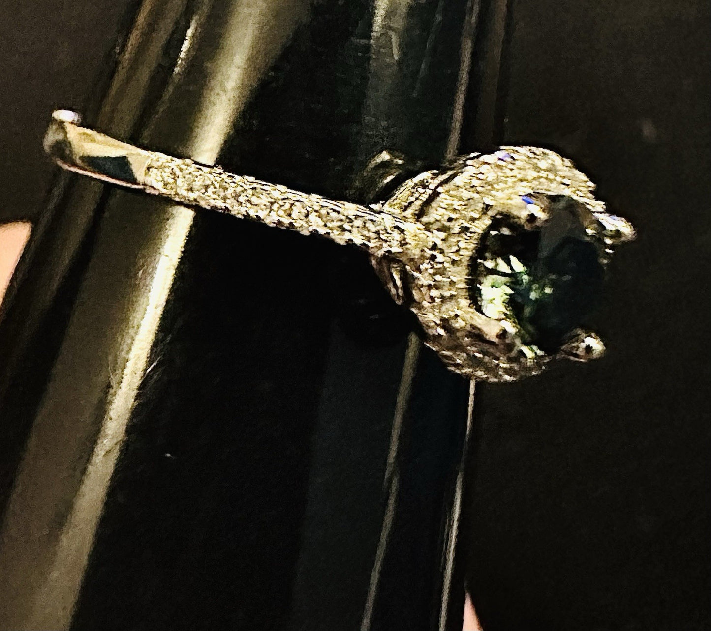 S925 Sterling Silver Ring Chameleon Green Adjustable VVS1 Cut Moissanite 18k