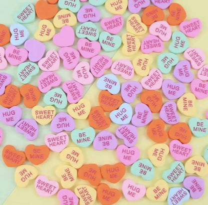 Love Hearts Valentine Day 5 X Flat-back Retro Sweets Resin Cabochon Candy Craft