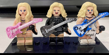 Cute Set 3 Taylor Inspired 3D Mini Figure On Stand Eras Gift Cake Topper Brick