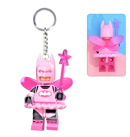 3D Fairy Batman 2 Couples Keyring Pink Batgirl DC Bag Charm Car Chain Key Gift