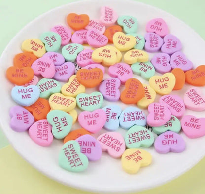 Love Hearts Valentine Day 5 X Flat-back Retro Sweets Resin Cabochon Candy Craft