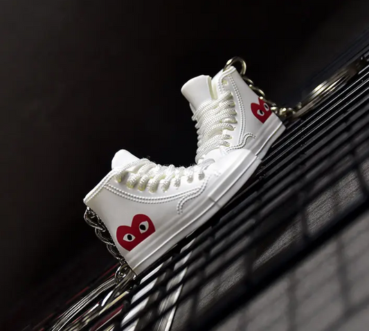 3D Mini Converse Play white Trainer Keyring Keychain sneaker with Gift shoe Box