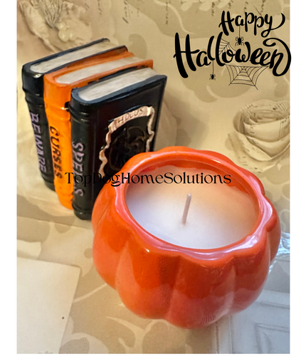 Witch Candle Halloween Pumpkin & Book of spells Scented Gift Ornament Vanilla