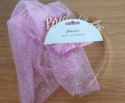 Hen Bride To Be Head band Head veil Pretty Pink Veil net Party wedding girl 