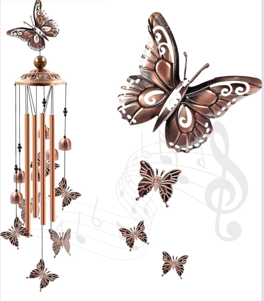 Animal Cat Dog Wind Chime Turtle Butterfly Outdoor Metal Home Patio Porch Garden