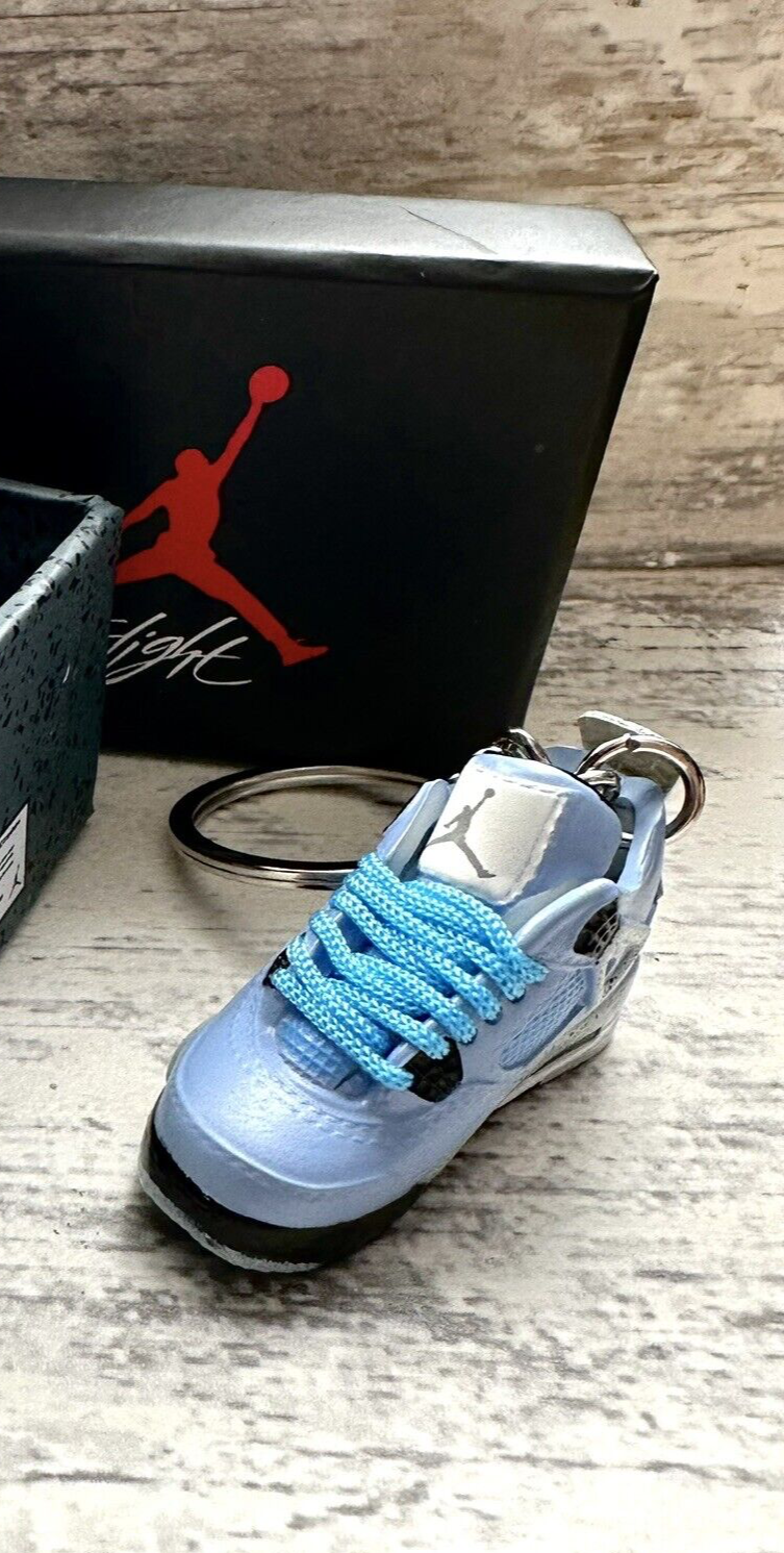 Mini Nike Jordan 4 3D Trainer sneaker Keyring Blue shoe Car Key No Gift Box