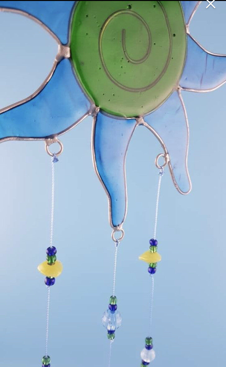 Hanging Sun Suncatcher Green Blue Flower mobile Garden Window Decoration Outdoor