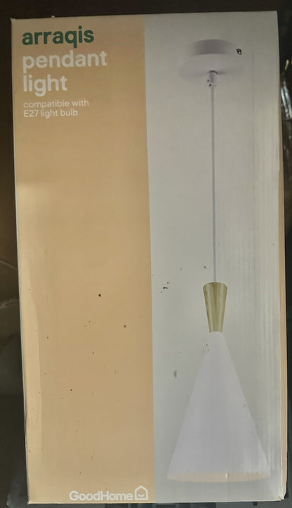 B & Q Pendant Ceiling Light Shade Matt White Wood Arraqis Modern Lamp Good Home
