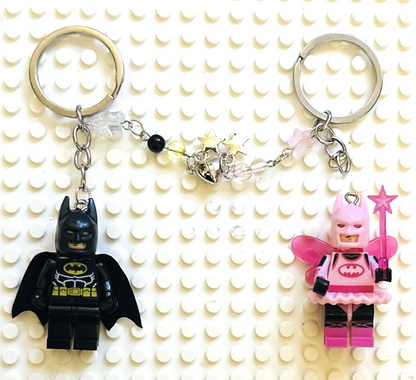 Batman Magnetic 2 Couples Keyring Pink Batgirl DC Bag Charm Car Chain Key Gift