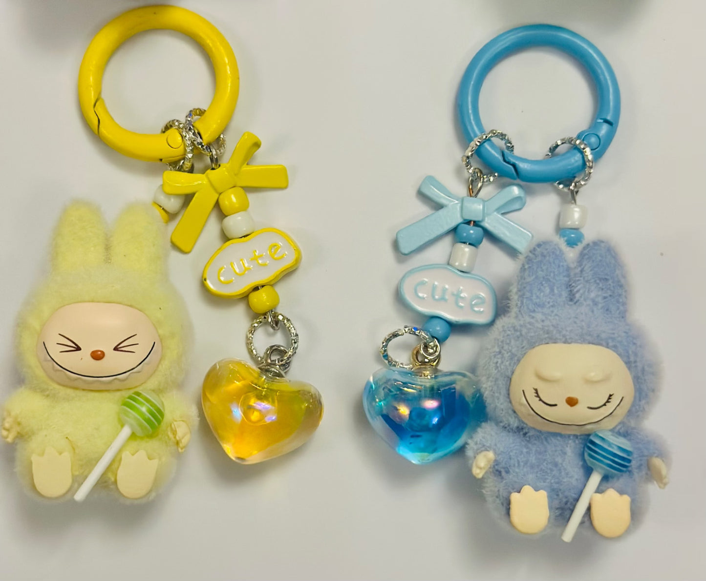 Monster lolipop La # Bu Keyring 3D Heart Charms Kawaii Doll Teddy Keychain Bag