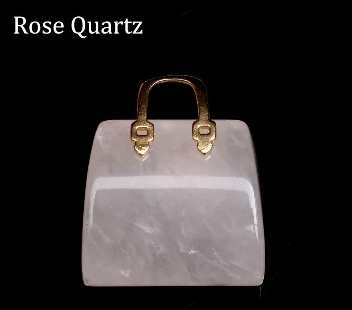 Handbag Crystal Stone Quartz Natural Healing Pendant Carved Display Ornament