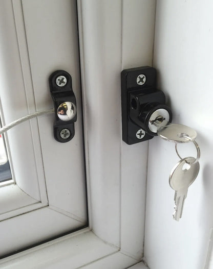4 Black Window Door Restrictor Safety Lock UPVC Child Security Wire Cable