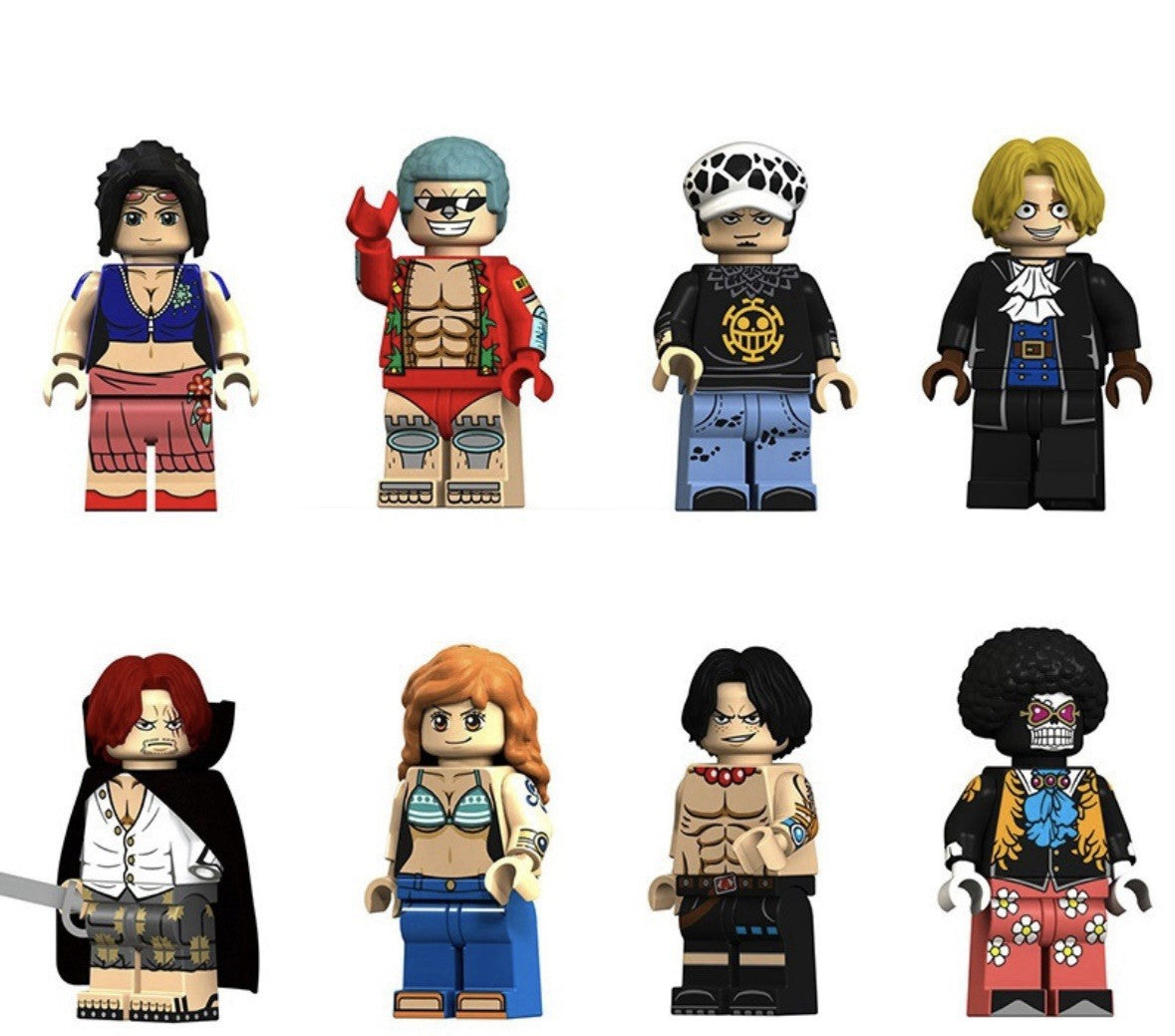 One Piece Luffy Ace Nami Sanji Broke Robin Franky 15 Pcs Minifigures Toy Brick