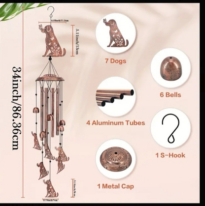 Animal Cat Dog Wind Chime Turtle Butterfly Outdoor Metal Home Patio Porch Garden