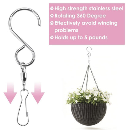 4 X Swivel S Hooks Rotate Garden Wall Clips Display Hanging Sign Stainless Steel