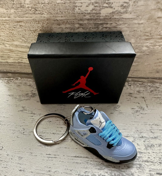Mini Nike Jordan 4 3D Trainer sneaker Keyring Blue shoe Gift Box Christmas key