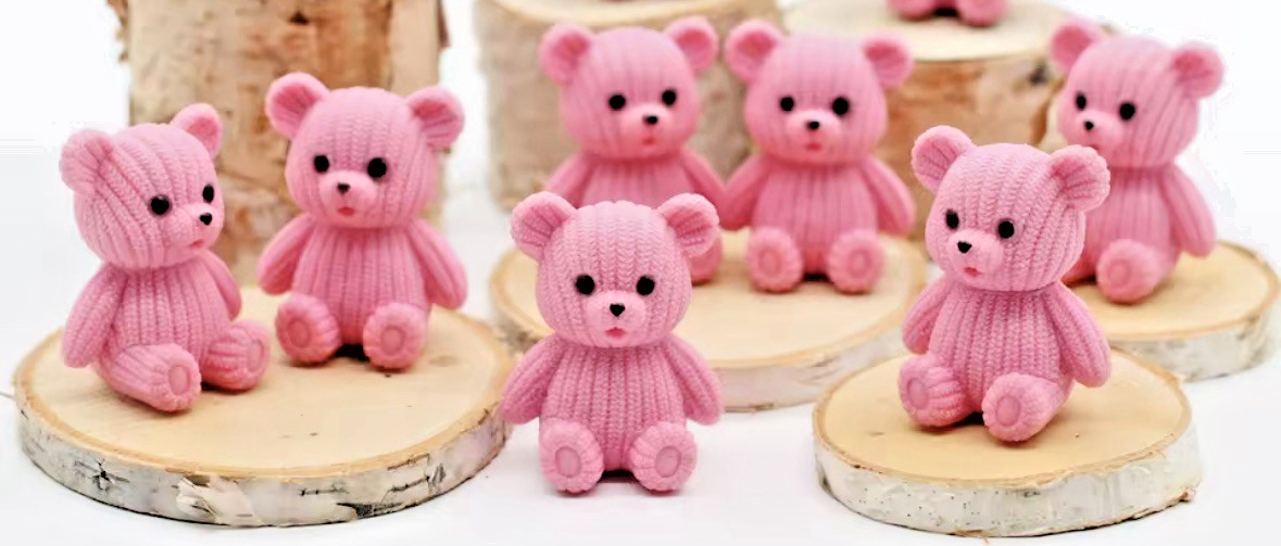 Mini Sitting Teddy Bear Figure Care Pink Brown Gift Love Cute Girlfriend Love