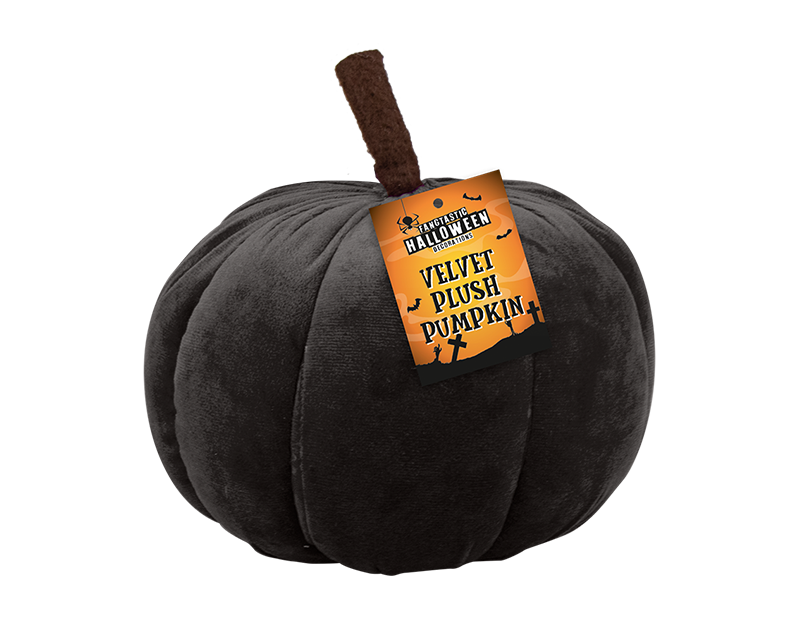 Halloween Pumpkin Cushion 3D x 3 Plush Velvet White Orange Black Decoration 16cm