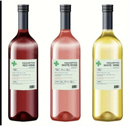 Christmas 3 Personalised Joke Prescription Wine Labels Red White Rose Novelty