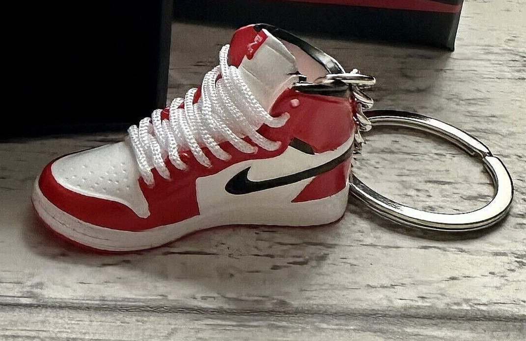 Trainer Nike Keyring Mini Jordan 3D sneaker Bright Red White Lace Xmas shoe Gift