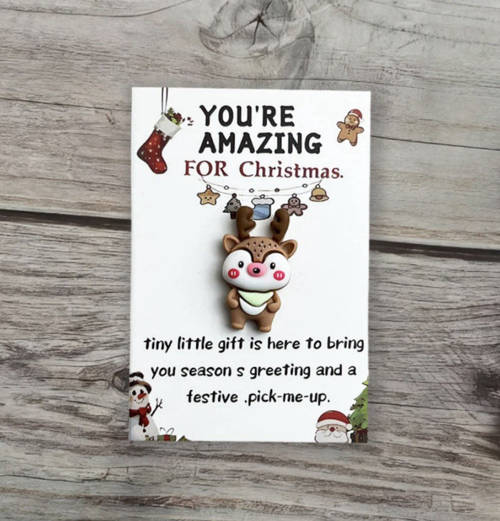 Christmas Gift Pocket Hug Your Amazing Santa Reindeer In Card Gift Secret Santa