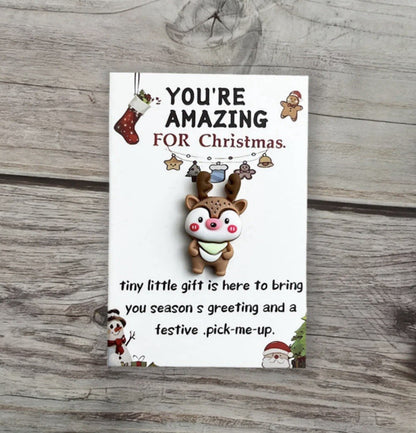 Christmas Gift Pocket Hug Your Amazing Santa Reindeer In Card Gift Secret Santa
