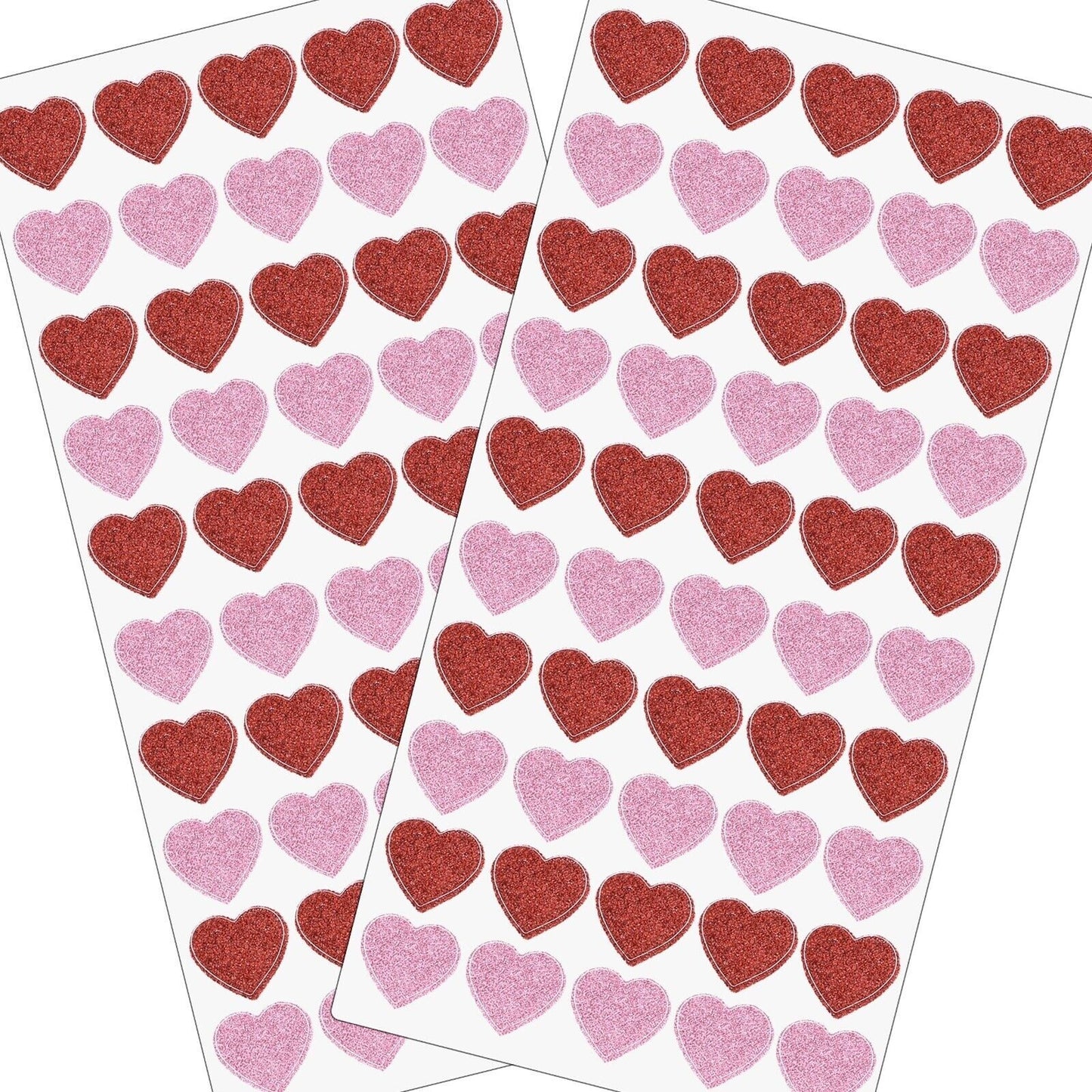 Valentine’s 100 Glitter Heart Sticker Self Adhesive Red Pink Craft decorate card