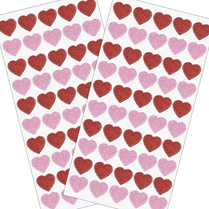 Valentine’s 100 Glitter Heart Sticker Self Adhesive Red Pink Craft decorate card
