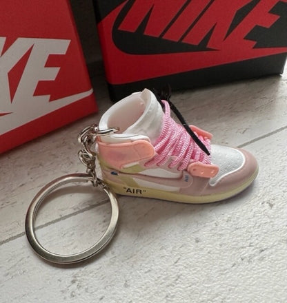 Mini Nike Jordan 3D Trainer sneaker Keyring Keychain Pink White shoe Gift Box