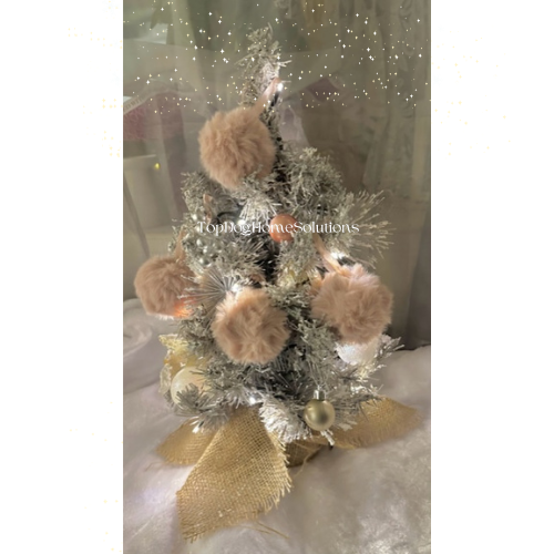 Pink Christmas Tree Baubles Fluffy  Pom Pom Hanging Decorations Snowball 8cm