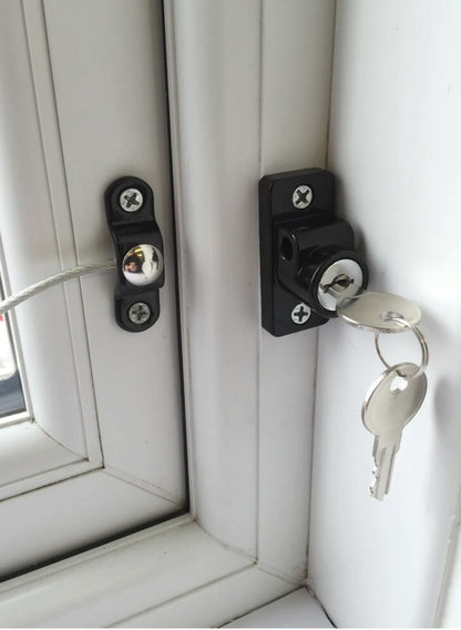Window Skylight Black Restrictor Safety Locking Lock UPVC Child Security Cable