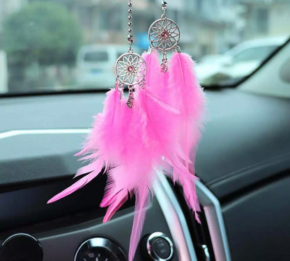 Hanging Car Dream Catcher Spiritual Grey Black White Mirror Interior Feather