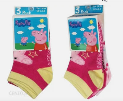 3 Kids Peppa Pig Socks 6 8 9 11 12 trainer invisible secret socks Pk 3 Girl Boy