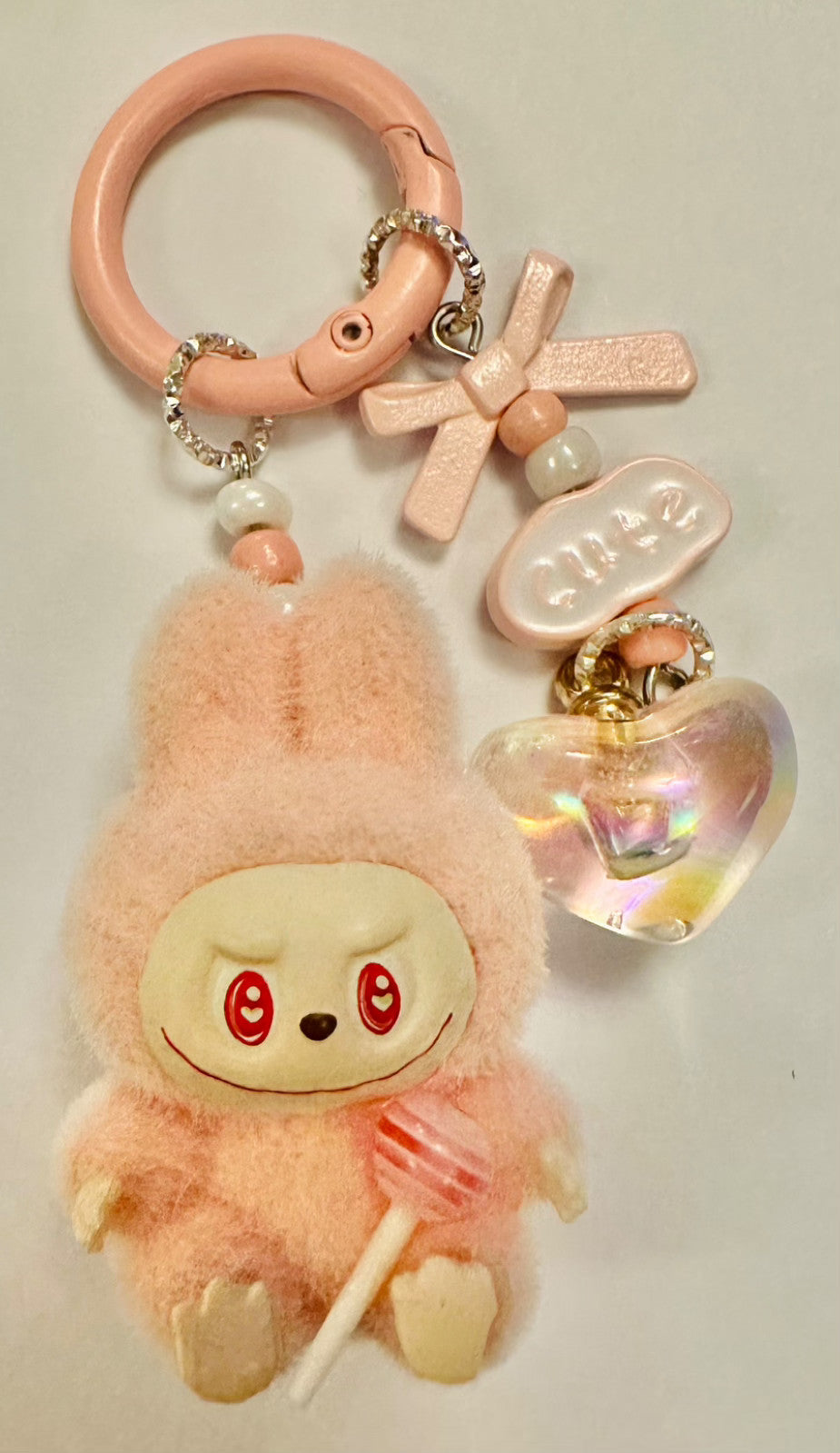 Monster lolipop La # Bu Keyring 3D Heart Charms Kawaii Doll Teddy Keychain Bag