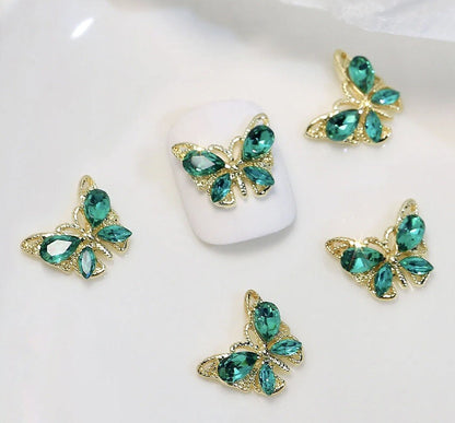 Butterfly Nail Art Gem 3D Flat Back Rhinestone Charm Crystal Acrylic Gel X 10
