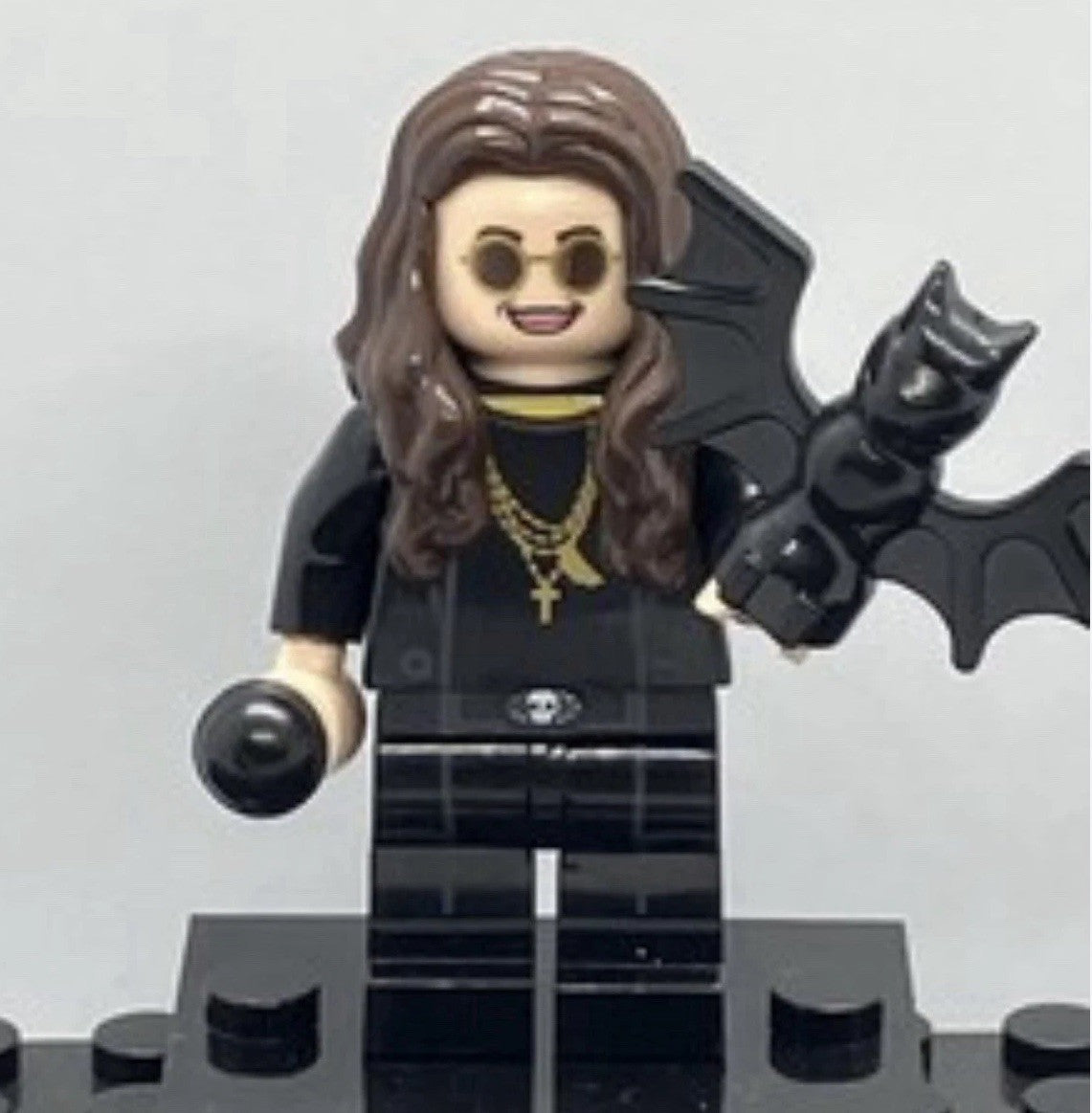 Rock Music Ozzy Osbourne Minifigure Keyring Bat Black Mini Figure Rock Band