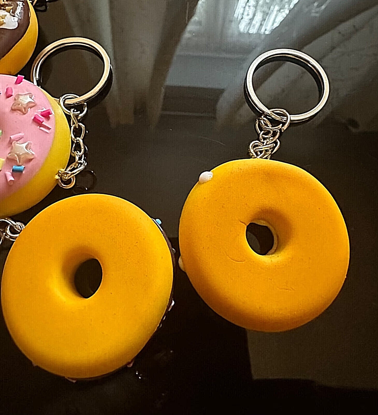 3D Donut Keyring Food Sweet Gift Cute Pink Chocolate sprinkles Car Key Chain