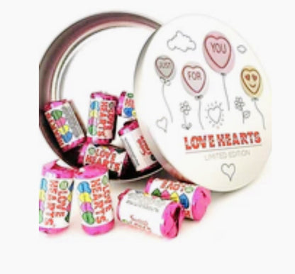 Valentines Day Love Hearts Sweet Tin + Lego Heart Kerings Girlfriend Boyfriend